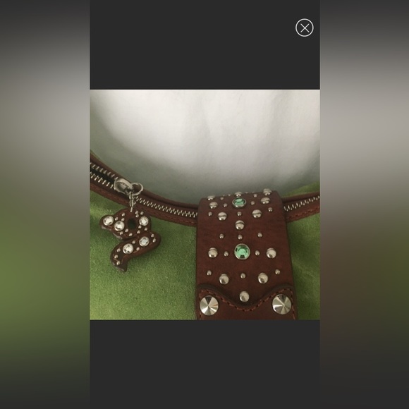 Cole Haan vintage green G series suede purse with jewel embellishments - Picture 3 of 12